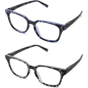 LANLANG Occhiali da lettura per uomo e donna, confezione da 2, Occhiali da computer anti-blu, Occhiali che bloccano la luce blu, 2 colori, L-L013, +1,5 diottrie