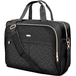 WIRABO Borsa Porta PC 17,3 Pollici Borsa da Lavoro Donna Impermeabile Portatile Messenger Portadocument per Ufficio Università Insegnante, Cuore nero