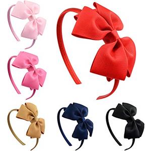 ZOCONE Fiocco Cerchietto per capelli Bambine, 6 Pezzi Ragazze Cerchietti per Capelli Fiocco Fascia per Capelli Bambine Neonata, 6 Colori(Rosso)