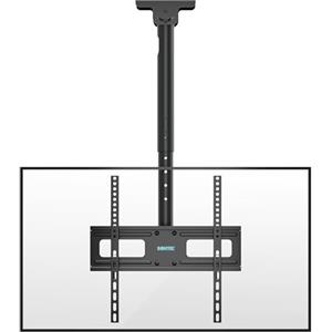 BONTEC supporto TV soffitto regolabile, staffa TV 26-65 pollici fino a 45kg, compatibile VESA 100x100-400x400, porta TV girevole 360°, altezza regolabile 73-98cm, ideale per casa, ufficio e locali