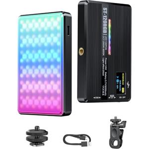 SEAEYES Luce per Video LED RGB, Luce Fotocamera Dimmerabile 2500-9000K CRI 95+ 120 LED con Treppiede e Clip, 3000mAh Batteria Lampada per Foto per Telefono/iPad/Laptop/Fotocamera