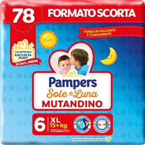 Pampers Sole e Luna Pannolino A Mutandino Extralarge, Taglia 6 (15+ Kg), 78 Pannolini