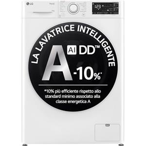 LG AI DD F4R3710NSWW Lavatrice 10kg a Carica Frontale, Serie R3, Lavatrice Classe A -10%, 1400 giri, Autodosaggio, Lavaggio a Vapore, Wi-Fi, Libera Installazione, Bianco