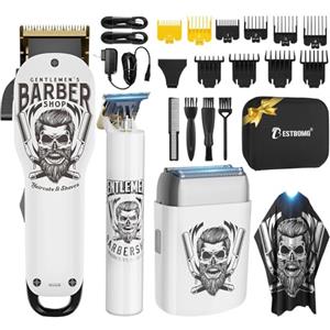 BESTBOMG Tagliacapelli Uomo Professionale Macchinetta per Capelli Senza Fili, Regolabarba Rasoiocapelli Trimmer Rasoio Elettrico Con Mantella da Barbiere e Pettine Limite