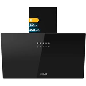 Cecotec Bolero Flux DM 603500 Glass Black B. 60 cm, vetro nero, 350m3/h, 65W, classe B, controllo meccanico, 3 livelli, filtro a carbone e alluminio, illuminazione a LED.