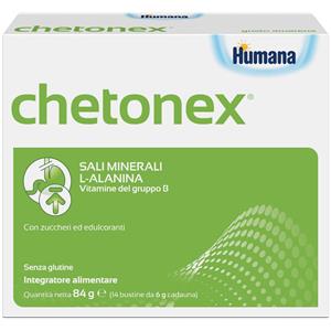 Humana Chetonex - Integratore Alimentare con Sali Minerali, L-Alanina e Vitamine del Gruppo B - 14 Bustine da 6 Grammi