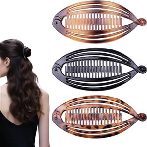 AzureRay Set di 3 fermagli a banana per capelli sottili e spessi, eleganti fermagli per capelli con design a foglia, presa forte, clip per capelli per donne, uso quotidiano e occasioni speciali
