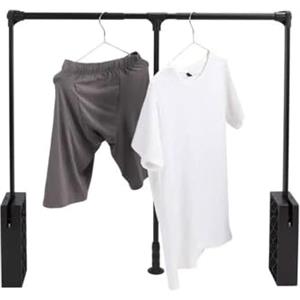 Avilia Bastone Appendiabiti Telescopico per Armadio, Regolabile - Asta Appendiabiti Saliscendi per Armadio in Acciaio Nero, 60-83cm, Carico 12kg