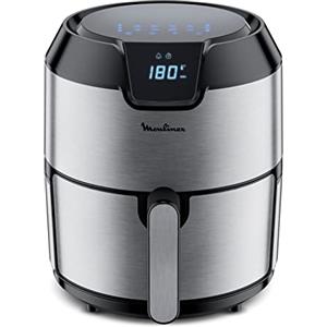 Moulinex Easy Fry Deluxe, Friggitrice ad Aria per Preparazioni Sane, Acciaio Inox, Raffreddamento ad Aria Calda, 4.2L Design Compatto, Regolazione della Temperatura, Timer, 8 Programmi, EZ401D10