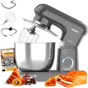 Avilia - Planetaria Silenziosa Multifunzione 1500W con Ricettario e Accessori Inclusi, Ideale per Impasti Dolci e Salati, Mixer con 10 Velocità e Funzione Pulse, Ciotola Acciaio 5L (Argento)