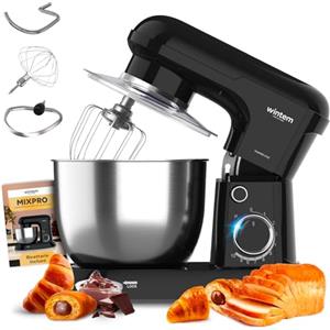 Avilia - Planetaria Silenziosa Multifunzione 1500W con Ricettario e Accessori Inclusi, Ideale per Impasti Dolci e Salati, Mixer con 10 Velocità e Funzione Pulse, Ciotola Acciaio 5L (Nero)