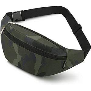 Ridirun Marsupio Sportivo Running Outdoor Fanny Pack Bag da Uomo Donna Marsupi alla Moda in Nylon con Cinturino Regolabile Rapido per Corsa Ciclismo Escursione Campeggio Verde Mimetico
