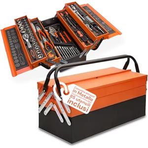 Avilia - Cassetta Attrezzi in Metallo con 5 Scomparti Pieghevoli, Set Attrezzi da Lavoro Completo 85 Pezzi, Porta Utensili per Uso Professionale e Fai da Te Resistente e Sicura