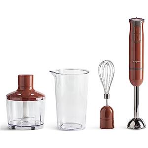 Tognana Iridea, frullatore a immersione con frusta sbattitore, bicchiere da 600 ml e tritatutto da 500 ml, rosso mela