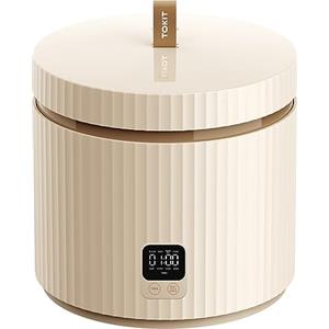 TOKIT Cuociriso PRO 1,5L Rice Cooker Mini, Risottiera Elettrica con Pulsante Touch Display per 1-3 Person Interno Antiaderente Rivestito in Ceramica Regalo Donna Uomo Coppia Alunni (Beige)