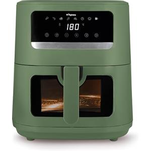Tognana Iridea,Friggitrice ad aria 8L, doppia resistenza, display digitale, timer, 80-200°C, finestra, 2000W, Verde Salvia