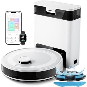 LEFANT M2S Pro Robot Aspirapolvere Lavapavimenti con Svuotamento Automatico,Aspirazione 10000Pa,240 Minuti,Navigazione Laser dTOF,Tecnologia di Evitamento Degli Ostacoli PSD,Pulizia Personalizzata