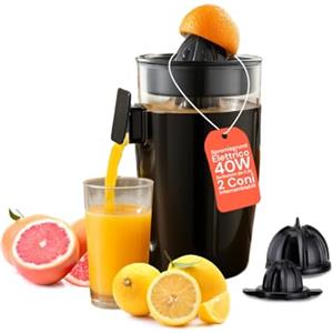 Wintem - Spremiagrumi Elettrico da 40W con Filtro Regolabile per Succo Personalizzato, Coni Intercambiabili per Limoni e Arance, Facile da Pulire e con Serbatoio da 0,5L