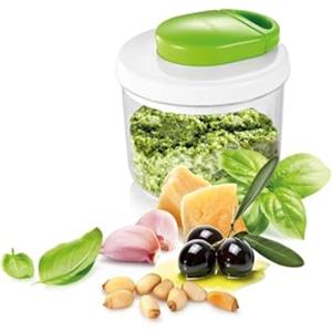 Wintem Contenitore Tritatutto con Frusta, Cestello e Lame in Acciaio Inox - Dimensioni Versatili e Compatte Ideale per Tritare Diversi Alimenti e Preparare Salse - Lavabile in Lavastoviglie