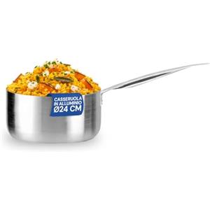 Avilia Casseruola Alta in Alluminio Riciclato con Manico in Acciaio Inox 24cm - Adatto a Tutti i Tipi di Piano Cottura e Forni fino a 300°C - Doppio Fondo per Uniformare il Calore - Resistente