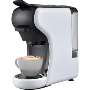 Avilia - Macchina Caffè Compatta Grace da 1450W con Arresto Automatico, Selezione Espresso Corto/Lungo, Interruttore ON/OFF e Compatibilità con Capsule e Cialde (Bianco)