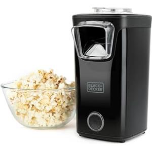 Avilia Macchina per fare Popcorn con Cottura ad Aria Calda e Senza Olio - con Coperchio Trasparente e Misurino,16x13.5x25.5cm, 1100W, Nero