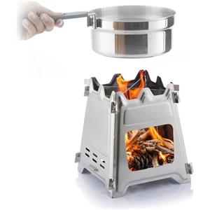 Avilia Fornello da Campeggio Pieghevole - Cucina da Viaggio in Acciaio con Borsa per Trasporto, Portatile Ideale per Picnic ed Escursioni, in Acciaio Inox, Ø15.5x18cm