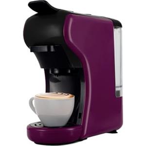 Avilia - Macchina Caffè Compatta Grace da 1450W con Arresto Automatico, Selezione Espresso Corto/Lungo, Interruttore ON/OFF e Compatibilità con Capsule e Cialde (Prugna)