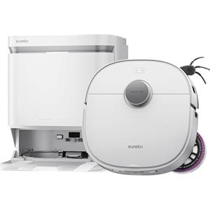 EUREKA J15 Max Ultra Robot Aspirapolvere Lavapavimenti,Aspirazione 22.000Pa, Lavaggio Mocio ad Acqua Calda a 80℃,6400mAh, Autopulizia/autopulente,Anti-Groviglio Duale,Supera Soglie 4,5 cm, Bianco