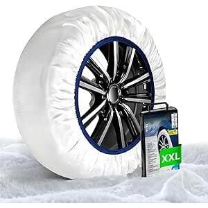 Wintem Calze da Neve Autocentranti per Auto Omologate Taglia XXL - Ideali per Viaggiare su Strade con Neve o Ghiaccio in Modo Sicuro e Confortevole - Facili da Montare, Lavabili e Riutilizzabili