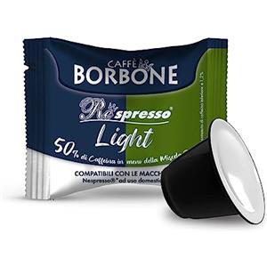 CAFFÈ BORBONE Respresso, Miscela Light, 50% di caffeina in meno della Miscela Blu - 50 Capsule - Compatibili con le Macchine ad uso domestico Nespresso