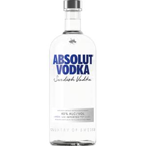 Absolut Vodka, Vodka svedese, Grano e acqua di Ahus , Senza zuccheri aggiunti, 40% Vol., 1 L