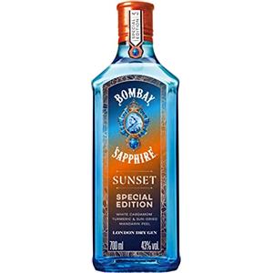 Bombay Sapphire Sunset London Dry Gin, 43% vol., 70 cl / 700 ml, Edizione speciale Gin 100% infuso a vapore con l'intensità delle spezie e il gusto agrodolce del mandarino