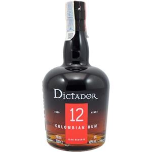 Dictador 12, 700 ml, Rum Scuro Artigianale, Note di Caramello, Cacao Vaniglia, Miele, Rum Colombiano Invecchiato fino a 12 anni in Botti ex-Bourbon, Finish in Botti di Sherry, Idea Regalo, 40% Vol.