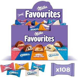 Milka Favourites, praline di cioccolato assortite, con Milka MMMAX Toffe & Nut, MMMAX Cheesecake, Milkinis, OREO e OREO White, 108 praline confezionate singolarmente, 1kg