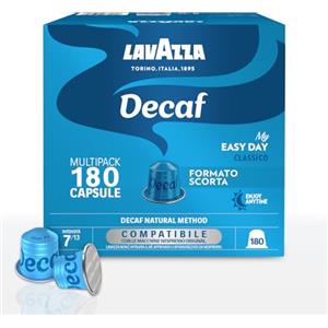 Lavazza, Espresso Dek, 180 Capsule di Caffè in Alluminio Compatibili con Macchine Nespresso* Original, con Note di Frutta Secca e Cioccolato, Arabica e Robusta, Intensità 7/13, Tostatura Media