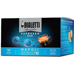 Bialetti Caffè d'Italia, Box 48 Capsule, Napoli, Intensità 10, Compatibili con Macchine Bialetti sistema chiuso, 100% Alluminio