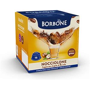 Caffè Borbone Nocciolone - Cappuccino al gusto di Nocciola - 64 capsule (4 confezioni da 16) - Compatibili con le Macchine Nescafè* Dolce Gusto*