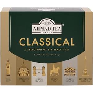 Ahmad Tea, Classical Selection - I Classici Tè Inglesi dal Ceylon, all'English Breakfast in 6 Gusti Diversi - Cofanetto con 6 Confezioni da 10 Bustine