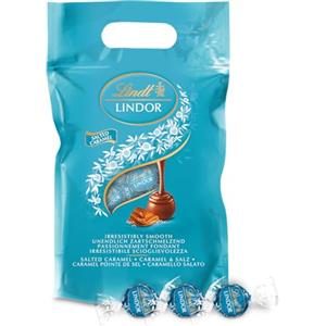Lindt LINDOR Praline di Cioccolato al Latte con Ripieno Caramello Salato, 80 Cioccolatini, in confezione maxi formato 1kg