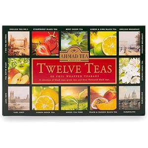 Ahmad Tea Twelve Selection - Tè Nero e Verde Puri O Aromatizzati Alla Frutta In 12 Gusti Diversi - 12 Confezioni da 5 Bustine, 60 Unità