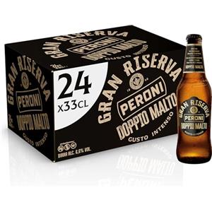 Peroni Gran Riserva Doppio Malto, Cassa con 24 Birre in Bottiglia da 33 cl, 7.92 L, Birra dal Gusto Intenso ed Equilibrato Leggermente Speziato, Gradazione Alcolica 6.6% Vol