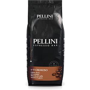 Pellini N.9 Cremoso, Caffè in Grani per Espresso 1kg, Miscela Arabica e Robusta dal Gusto Ricco e Armonioso, Caffè in Chicchi a Tostatura Media