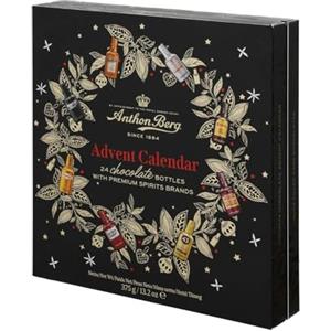 Anthon Berg - Calendario dell'Avvento con 24 Cioccolatini Assortiti al Liquore, al Cioccolato Fondente, Confezione Regalo, 375 Grammi