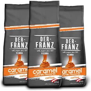 Der-Franz caffè, aromatizzato al caramello, Caffè Miscela di Arabica e Robusta chicchi interi, 3 x 500 g