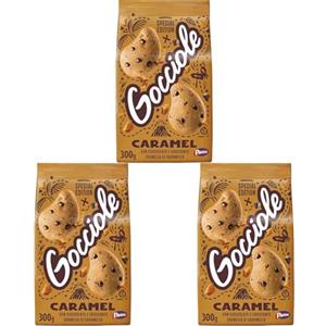 Pavesi Biscotti Frollini Gocciole Caramel, Biscotti da Colazione con Granella di Caramello e Gocce di Cioccolato Fondente, Senza Olio di Palma, 300 g (Confezione da 3)