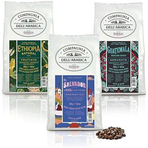 CAFFÈ CORSINI 1950 Caffè Corsini Compagnia dell'Arabica Tris Caffè Guatemala Etiopia El Salvador 100% Arabica in Grani Tris Monorigine - Pacco da 3 x 250 g