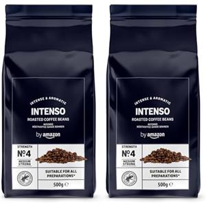 by Amazon Caffè in Grani Intenso, Tostatura Chiara, 1kg (2 confezioni da 500g) - Certificato Rainforest Alliance