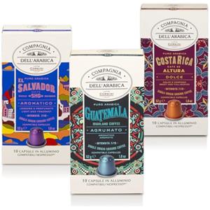 CAFFÈ CORSINI 1950 Caffè Corsini - Set Capsule Caffè Compatibili con macchine Nespresso® Viaggio in Centro America, 100% Arabica, El Salvador, Costa Rica, Guatemala, 3 Confezioni da 10 Capsule (Totale 30)