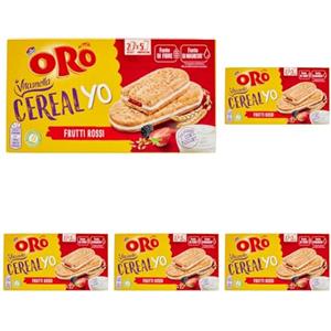 ORO SAIWA Vitasnella Cereal Yo Frutti Rossi - Snack con farcitura allo yogurt e frutti rossi tra due biscotti ai cereali integrali, 253g (Confezione da 5)